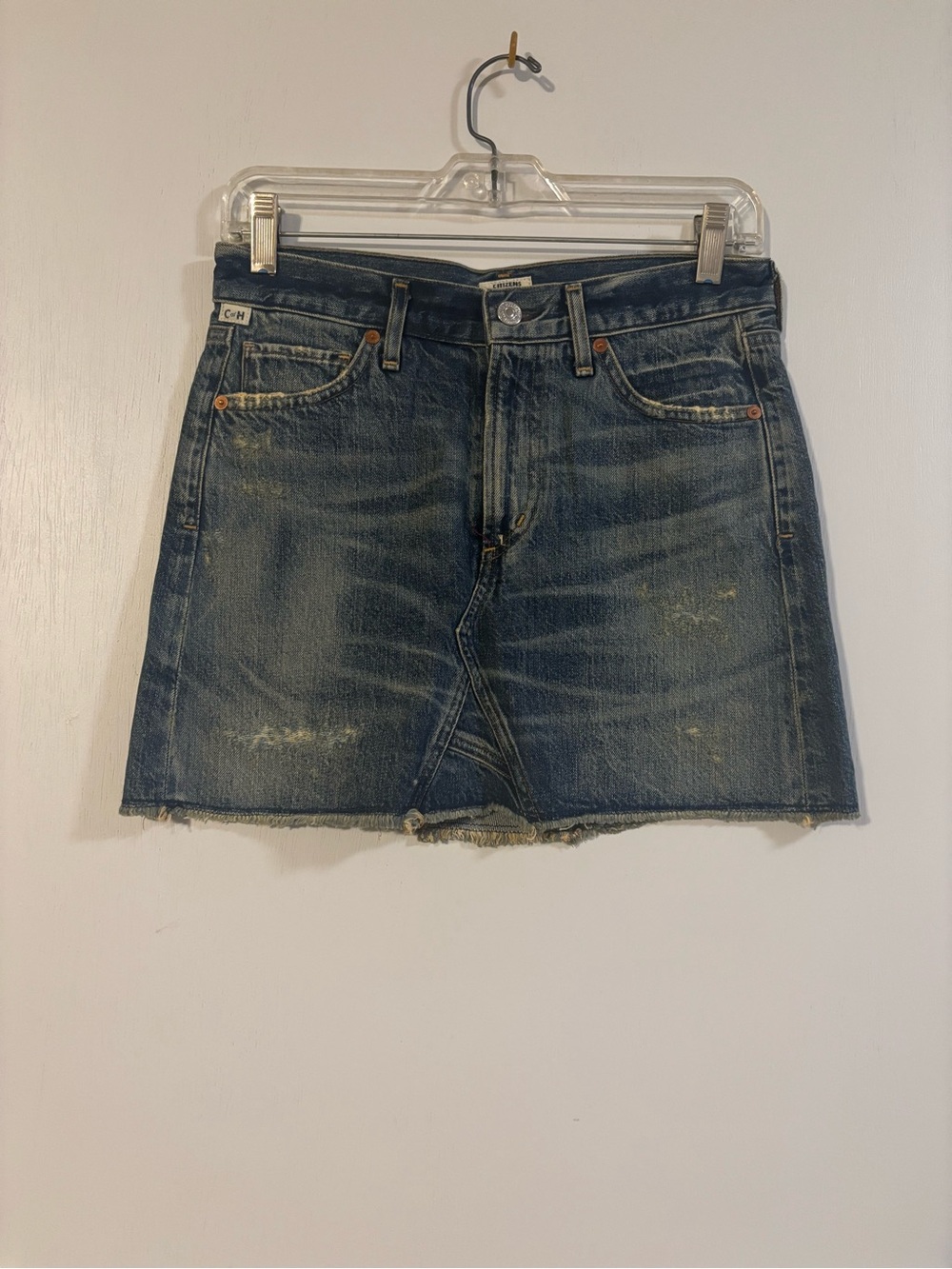 Citizens of Humanity Distressed Denim Mini Skirt Medium Wash Size 24